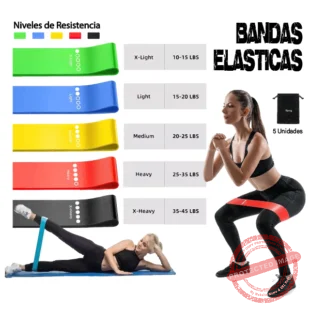 SET DE BANDAS ELÁSTICAS PARA GLÚTEOS - 5 NIVELES DE RESISTENCIA